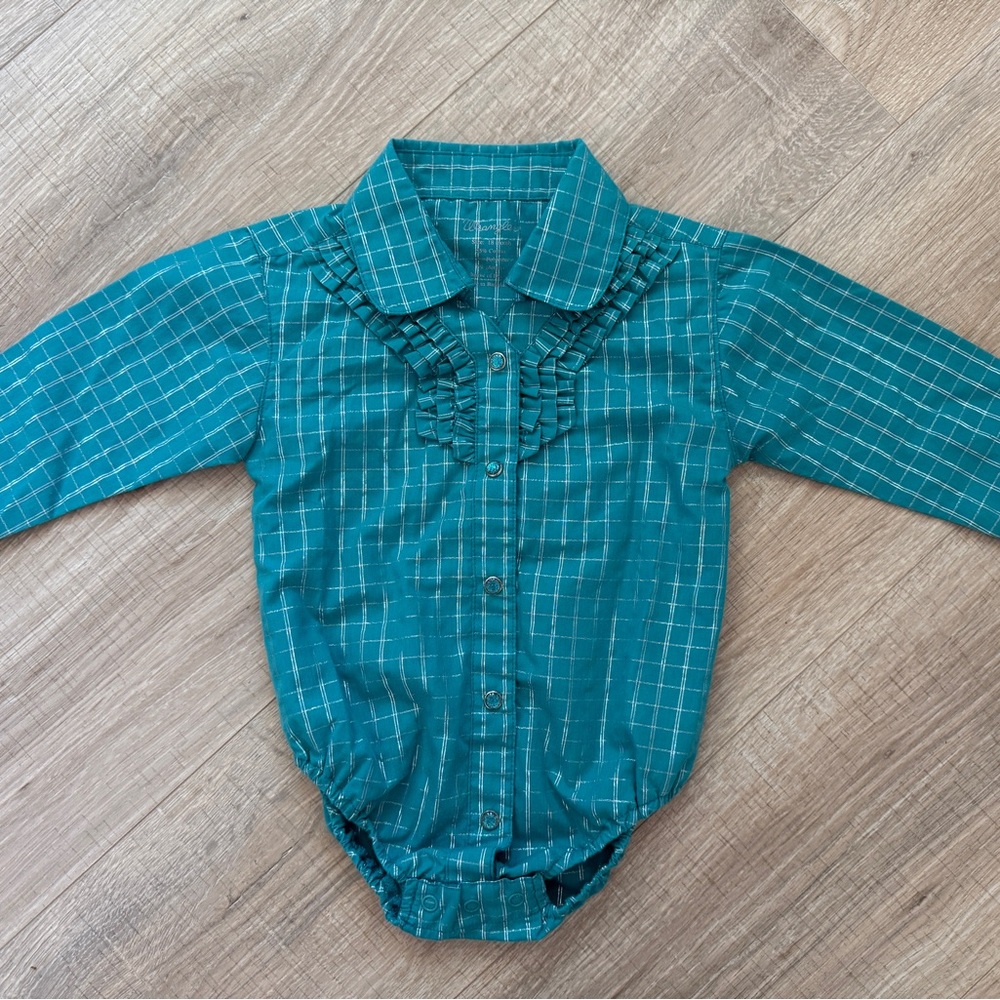 Wrangler Teal Plaid Baby Bodysuit